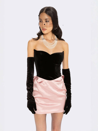 Nana Jacqueline Amelia Bow Mini Dress: Black Mini Dress for Cocktail Party Black