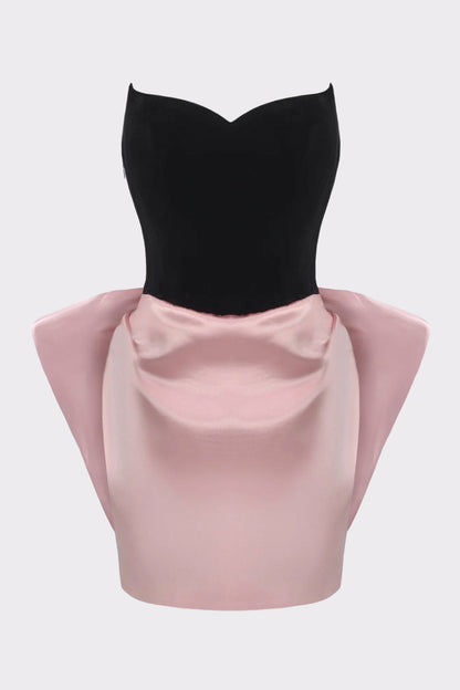 Nana Jacqueline Amelia Bow Mini Dress: Black Mini Dress for Cocktail Party Black