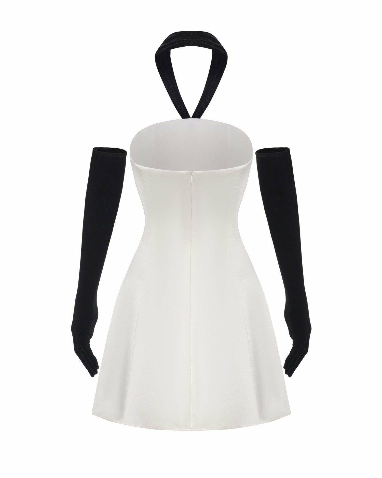 Nana Jacqueline Jenna Halter Velvet Mini Dress: White Mini Dress for Engagement Party White