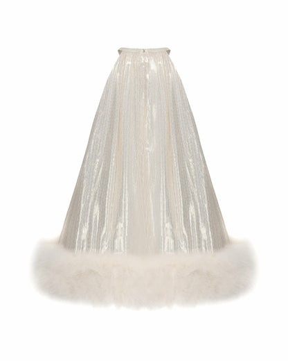 Nana Jacqueline Viola Fur Mini Dress: White Mini Dress for Wedding After-Party White
