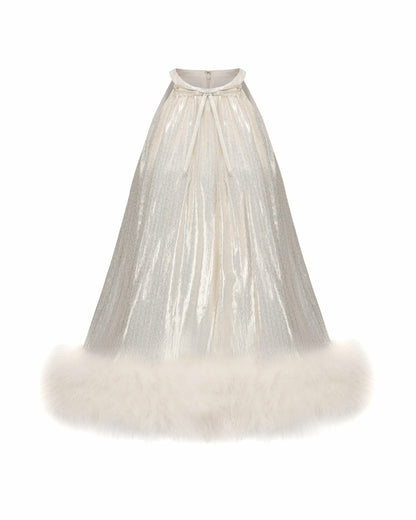 Nana Jacqueline Viola Fur Mini Dress: White Mini Dress for Wedding After-Party White