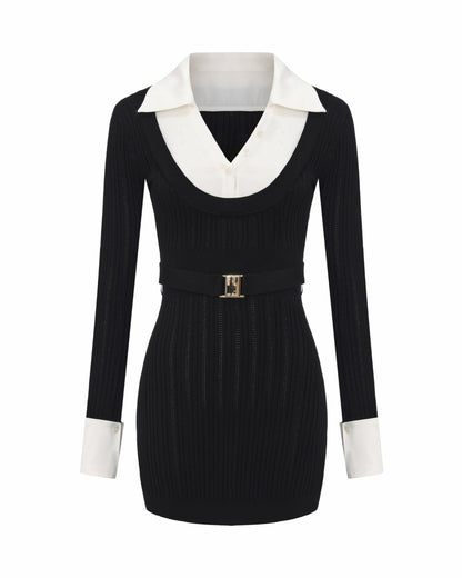 Nana Jacqueline Noemie Knit Mini Dress: Black Mini Dress for Date Night Black