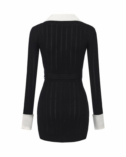 Nana Jacqueline Noemie Knit Mini Dress: Black Mini Dress for Date Night Black