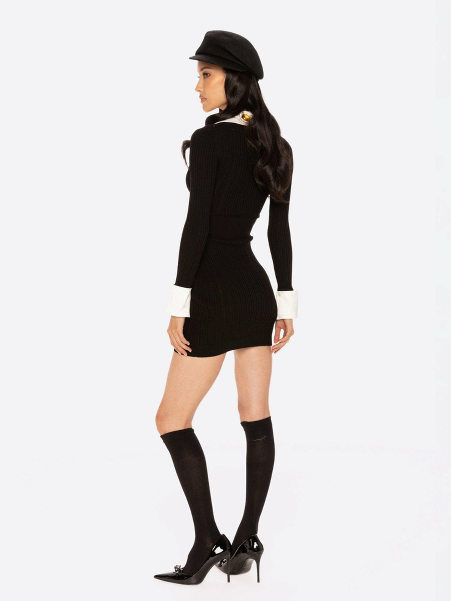 Nana Jacqueline Noemie Knit Mini Dress: Black Mini Dress for Date Night Black