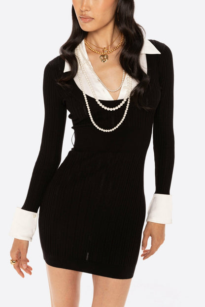 Nana Jacqueline Noemie Knit Mini Dress: Black Mini Dress for Date Night Black