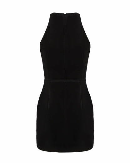 Nana Jacqueline Estelle Velvet Mini Dress: Black Mini Dress for Cocktail Party Black