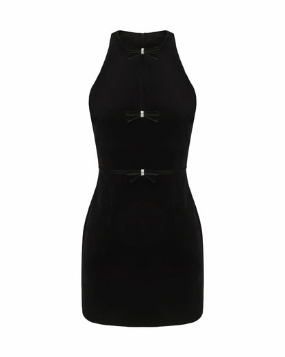 Nana Jacqueline Estelle Velvet Mini Dress: Black Mini Dress for Cocktail Party Black
