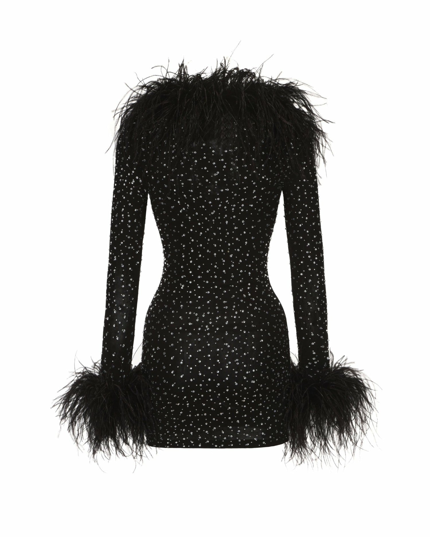 Nana Jacqueline Margot Feather Mini Dress: Black Mini Dress for Cocktail Party Black