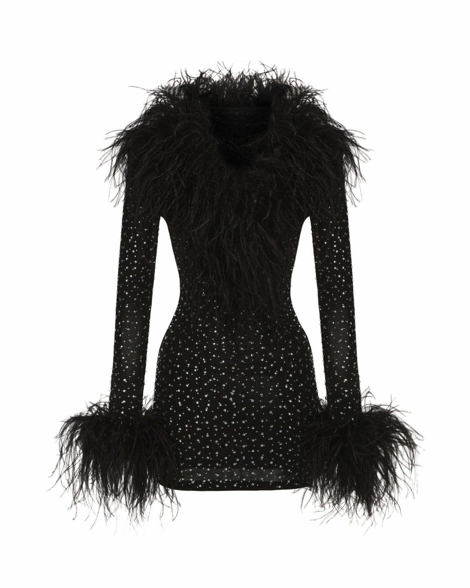 Nana Jacqueline Margot Feather Mini Dress: Black Mini Dress for Cocktail Party Black