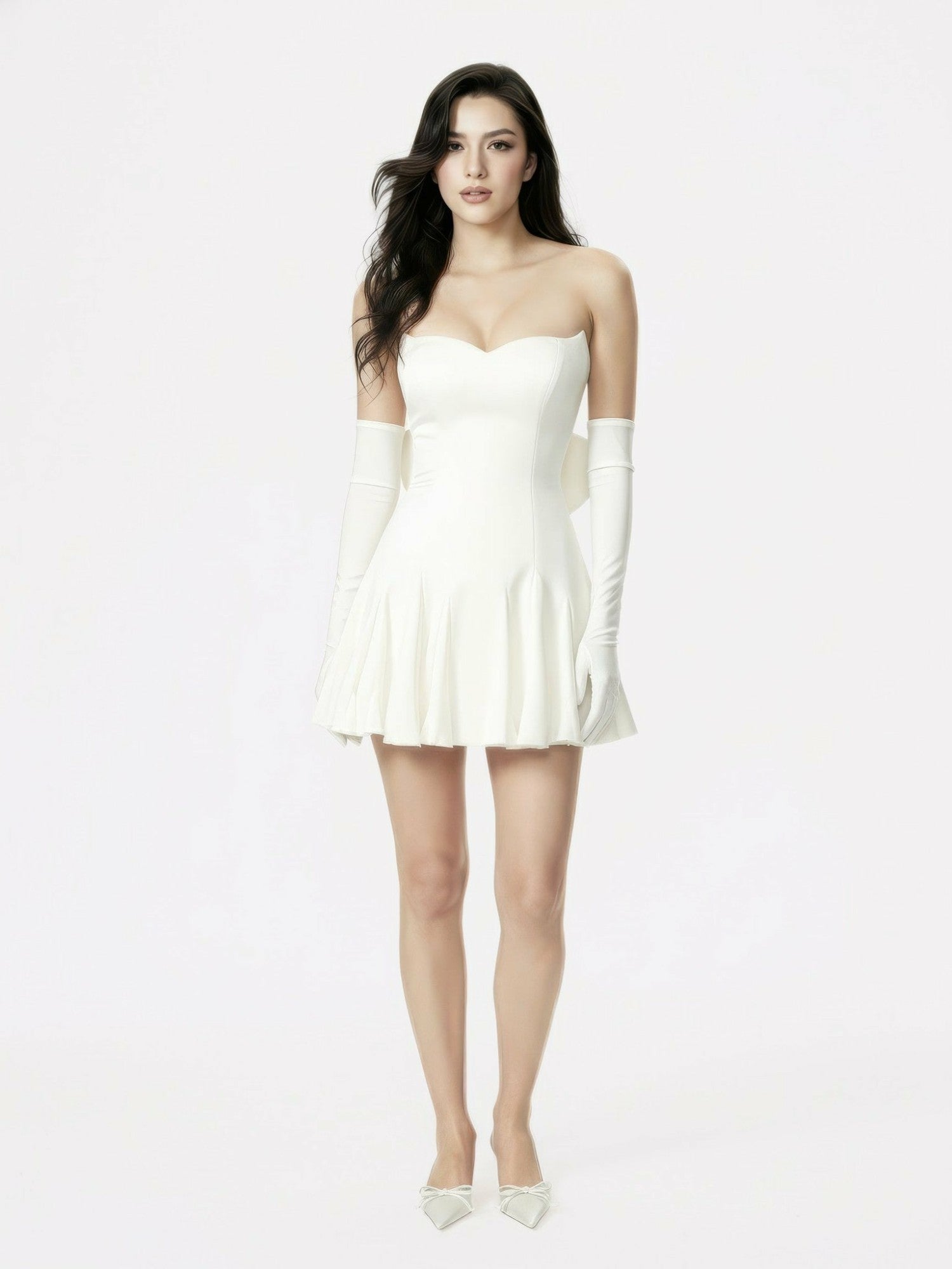 Nana Jacqueline Madeleine Velvet Mini Dress: White Mini Dress for Bridal Shower White