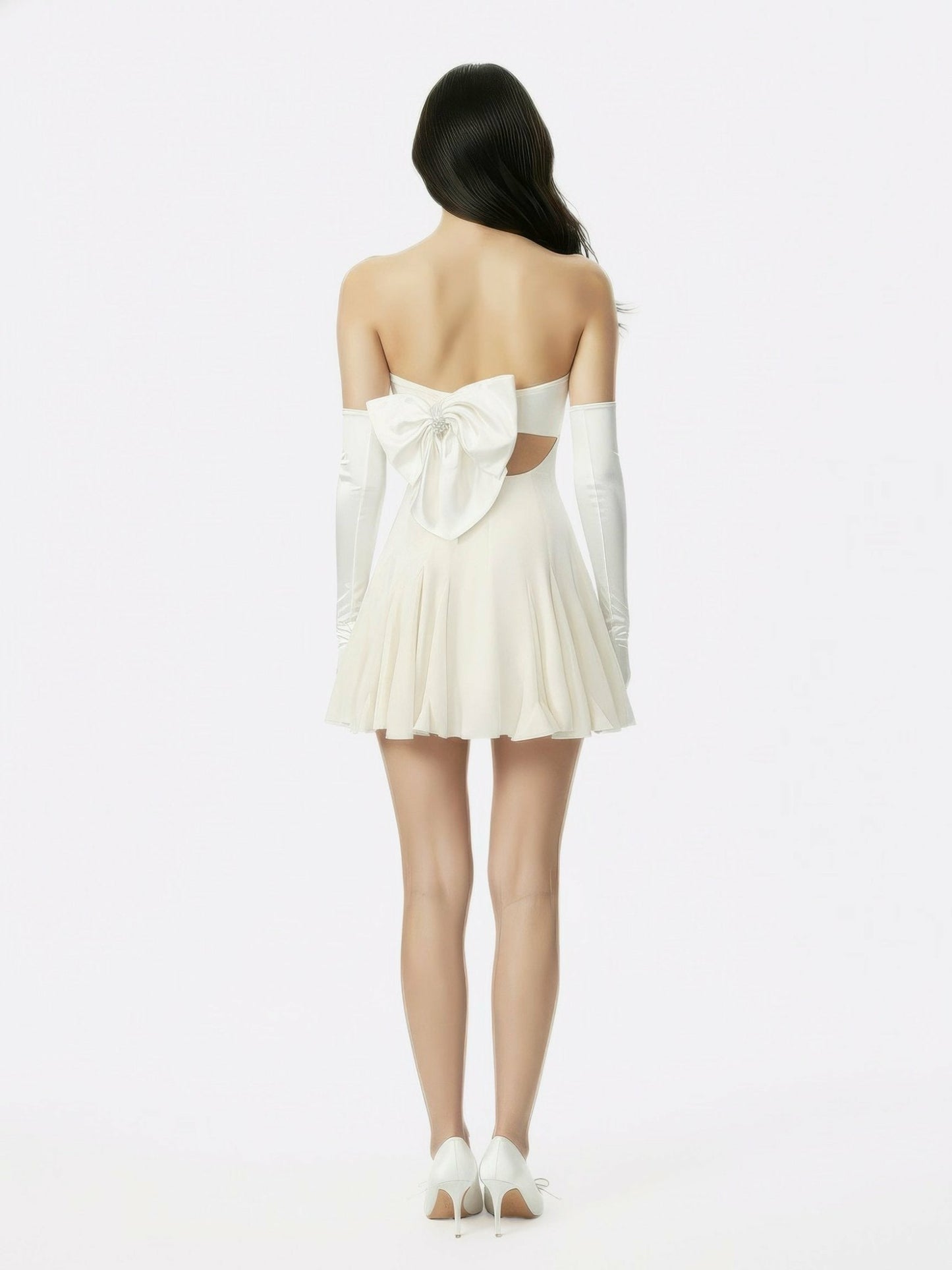 Nana Jacqueline Madeleine Velvet Mini Dress: White Mini Dress for Bridal Shower White