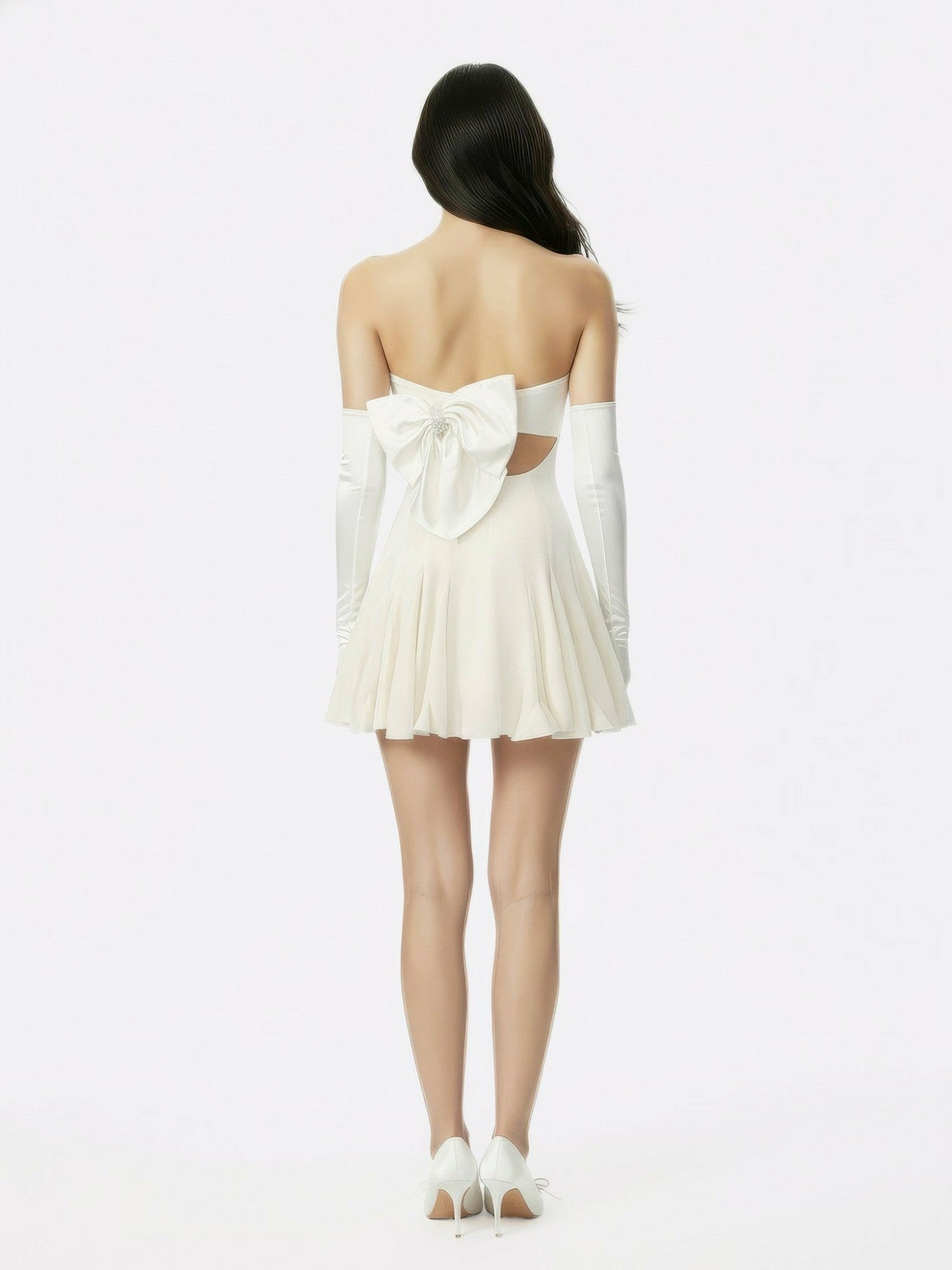 Nana Jacqueline Madeleine Velvet Mini Dress: White Mini Dress for Bridal Shower White
