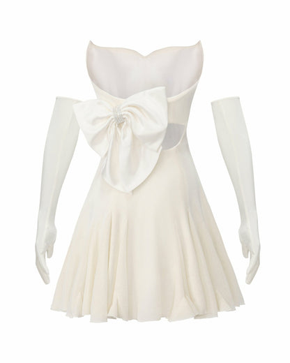 Nana Jacqueline Madeleine Velvet Mini Dress: White Mini Dress for Bridal Shower White