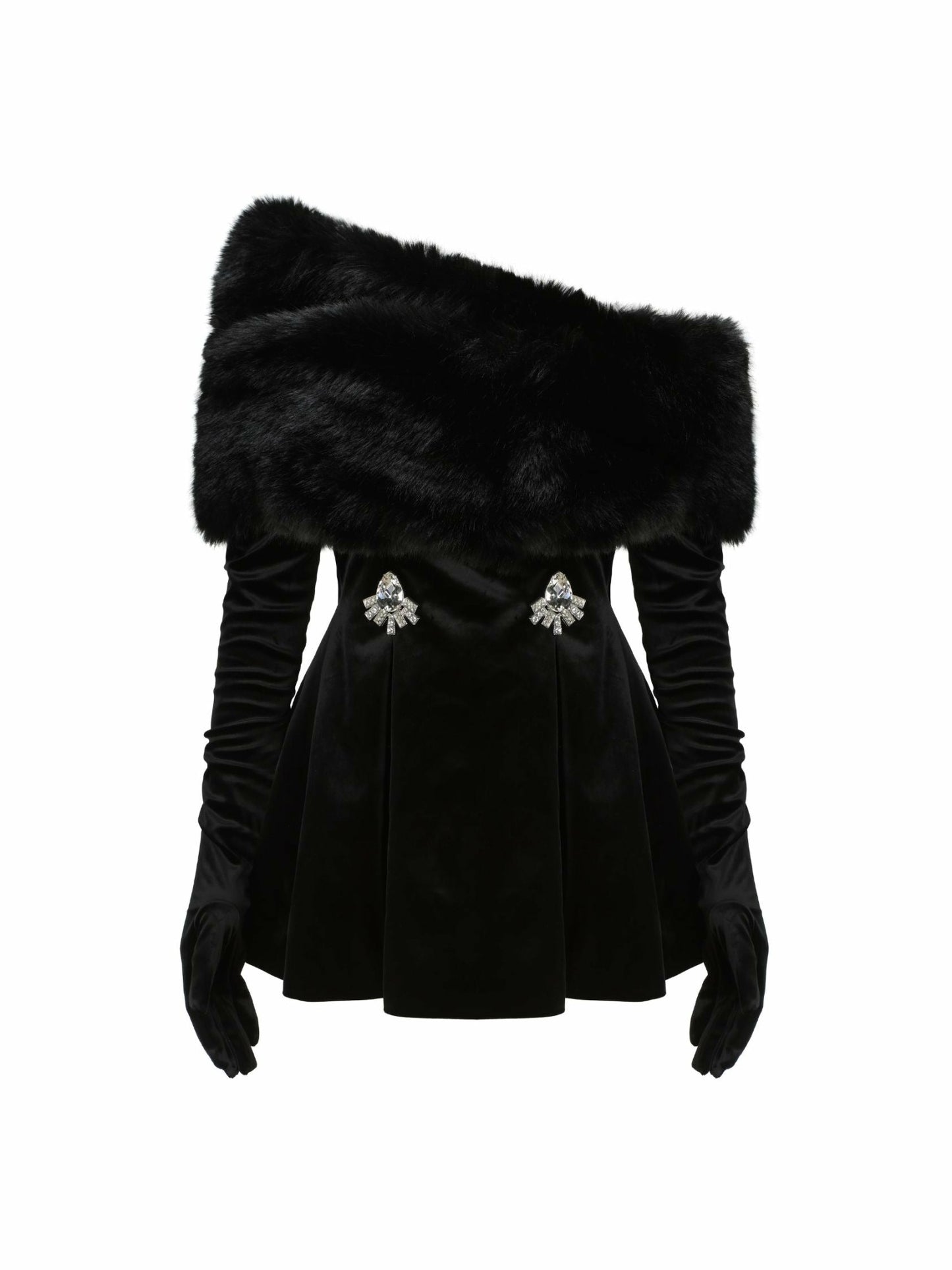 Nana Jacqueline Simone Velvet Dress: Black Mini Dress for Cocktail Party Black