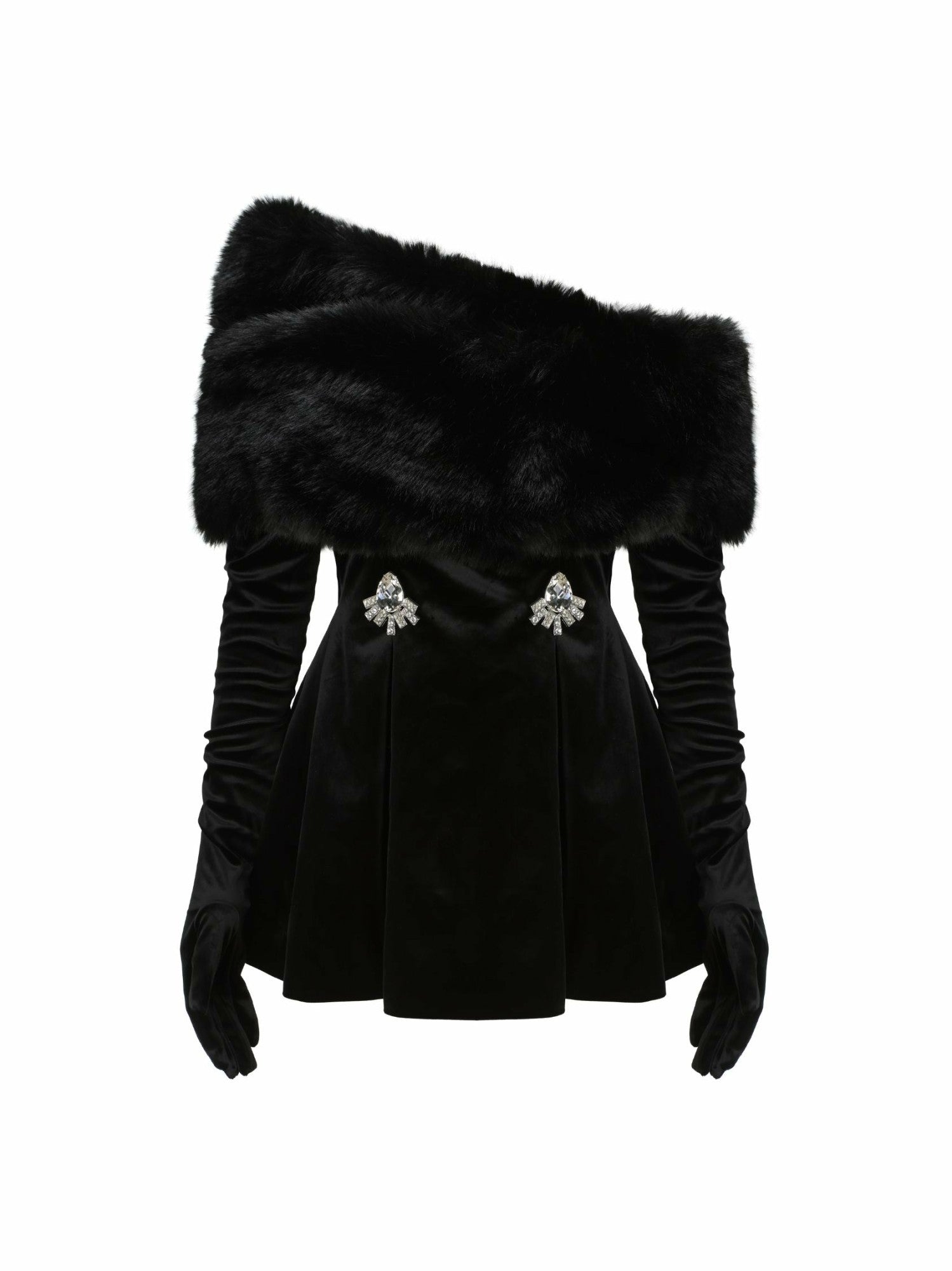 Nana Jacqueline Simone Velvet Dress: Black Mini Dress for Cocktail Party Black