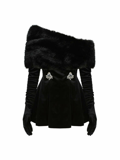Nana Jacqueline Simone Velvet Dress: Black Mini Dress for Cocktail Party Black