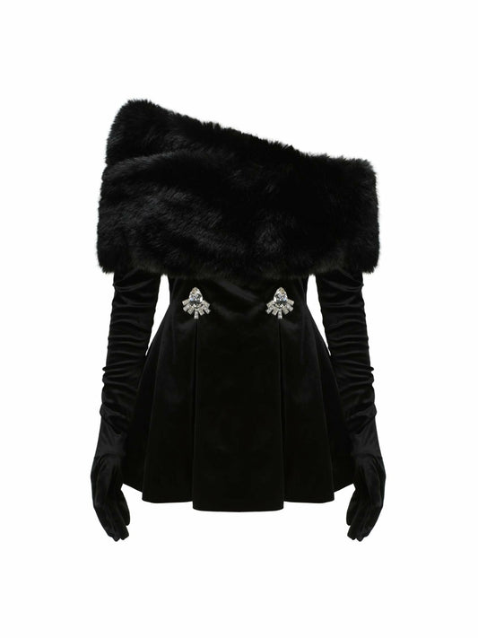 Nana Jacqueline Simone Velvet Dress: Black Mini Dress for Cocktail Party Black