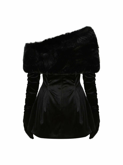 Nana Jacqueline Simone Velvet Dress: Black Mini Dress for Cocktail Party Black
