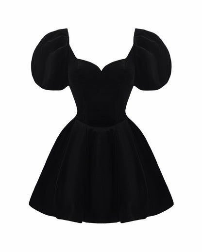 Nana Jacqueline Lillian Velvet Mini Dress: Black Mini Dress for Cocktail Party Black