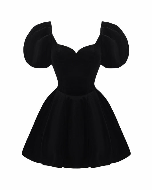 Nana Jacqueline Lillian Velvet Mini Dress: Black Mini Dress for Cocktail Party Black