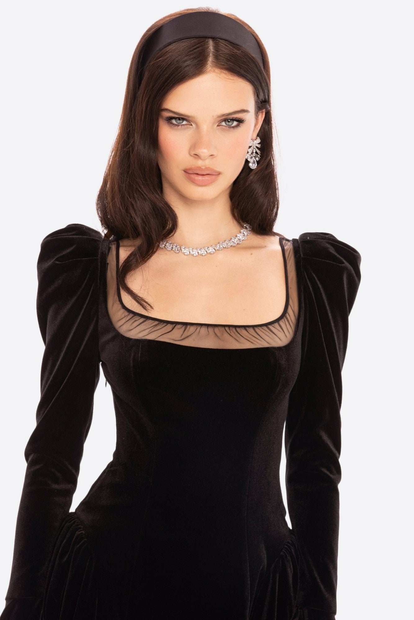 Nana Jacqueline Leonora Velvet Mini Dress: Black Mini Dress for Cocktail Party Black