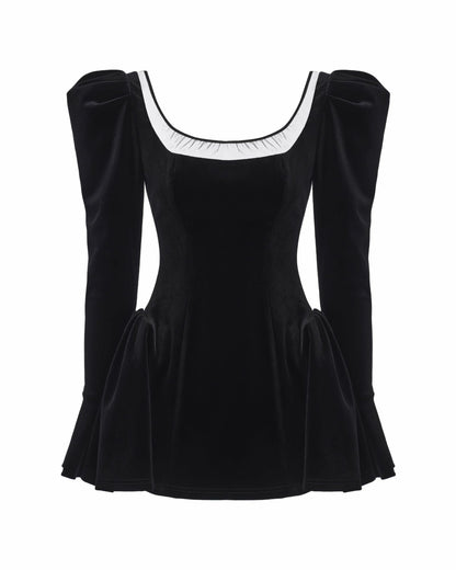 Nana Jacqueline Leonora Velvet Mini Dress: Black Mini Dress for Cocktail Party Black