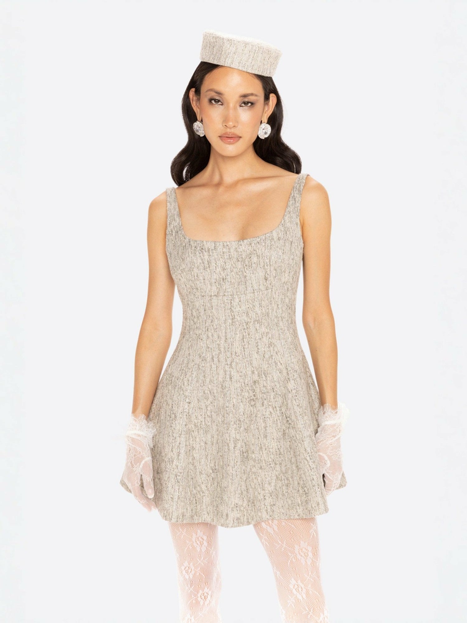 Nana Jacqueline Marianne Dress: Gray Mini Dress for Graduation Gray