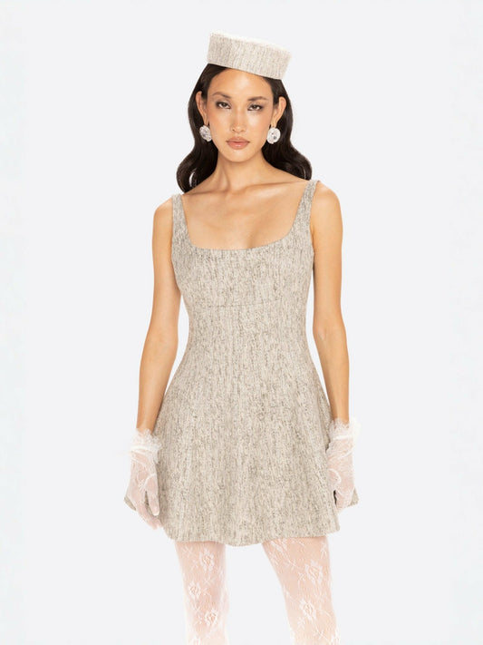 Nana Jacqueline Marianne Dress: Gray Mini Dress for Graduation Gray