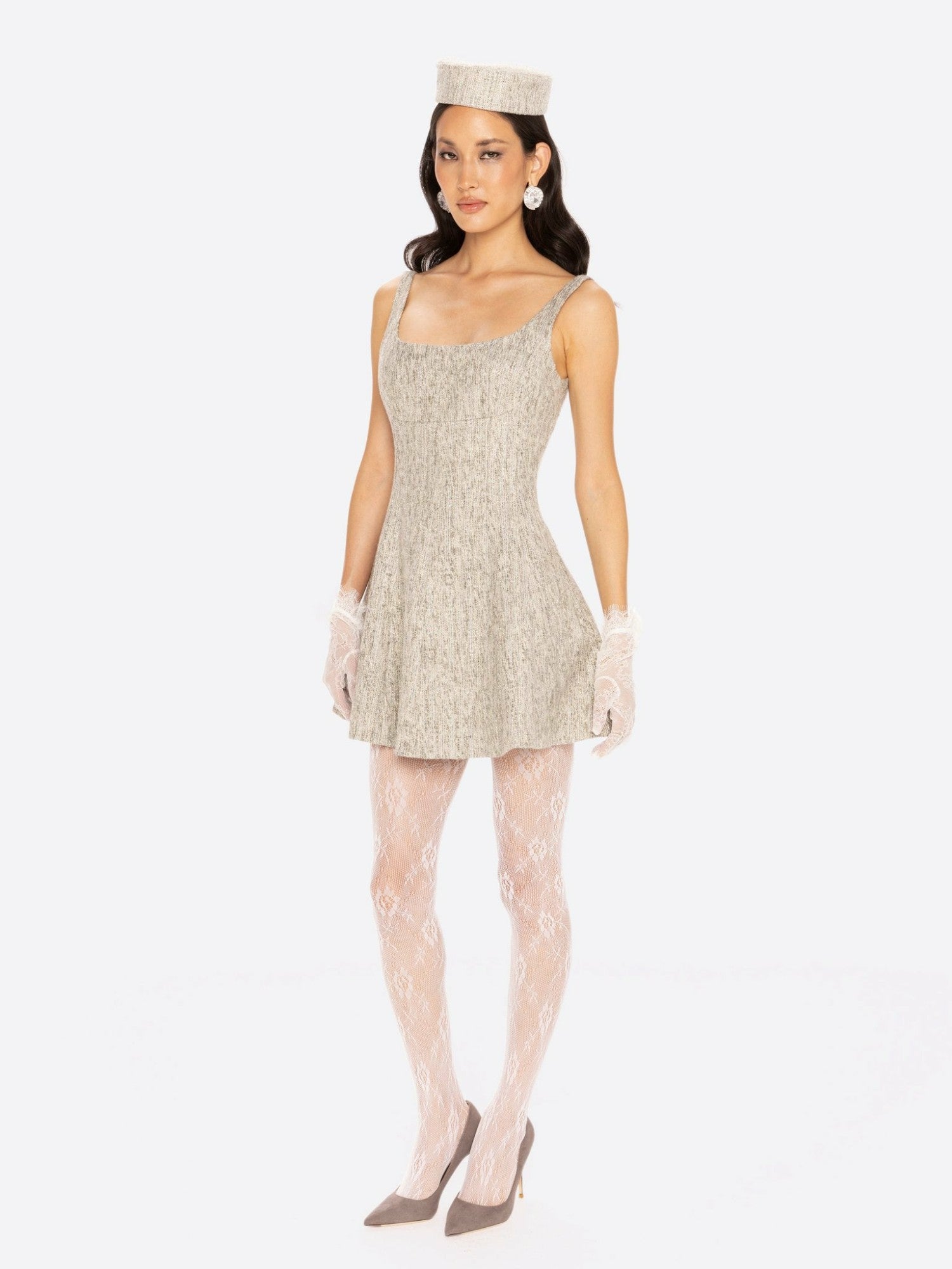 Nana Jacqueline Marianne Dress: Gray Mini Dress for Graduation Gray