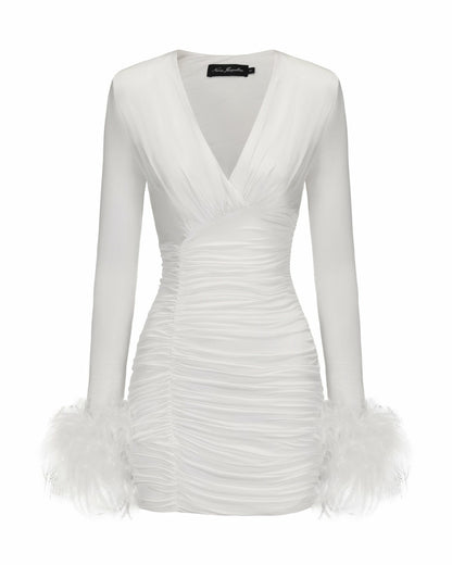 Nana Jacqueline Théa Dress: White Mini Dress for Wedding After-Party White