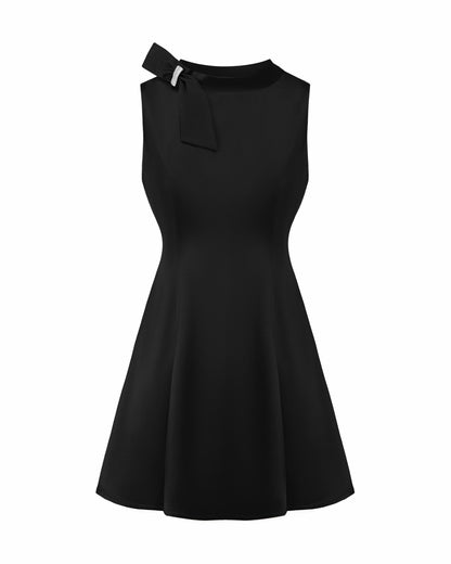 Nana Jacqueline Lila Satin Mini Dress: Black Mini Dress for Cocktail Party Black