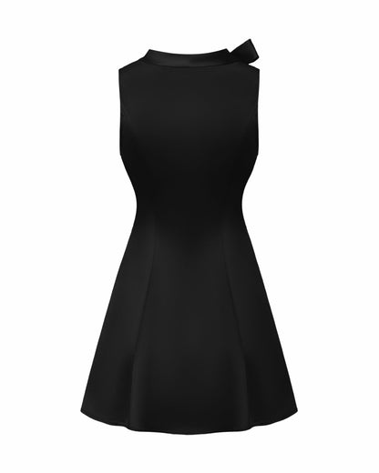 Nana Jacqueline Lila Satin Mini Dress: Black Mini Dress for Cocktail Party Black