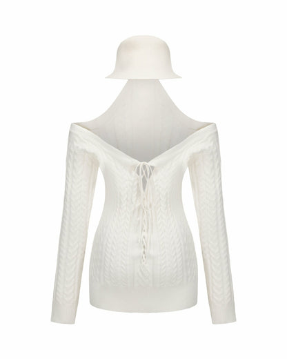 Nana Jacqueline Margo Knit Dress: White Mini Dress for Date Night White