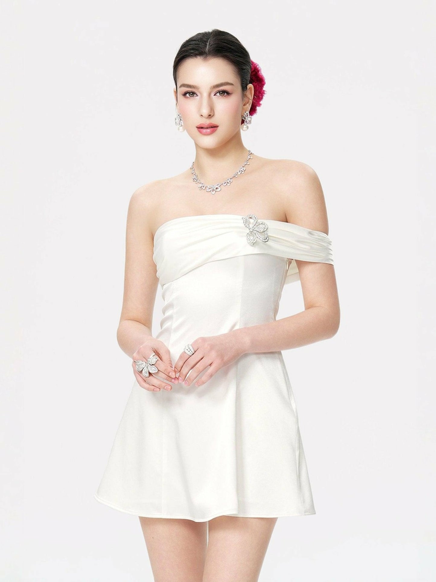 Nana Jacqueline Cornelia Dress: White Mini Dress for Bridal Shower White