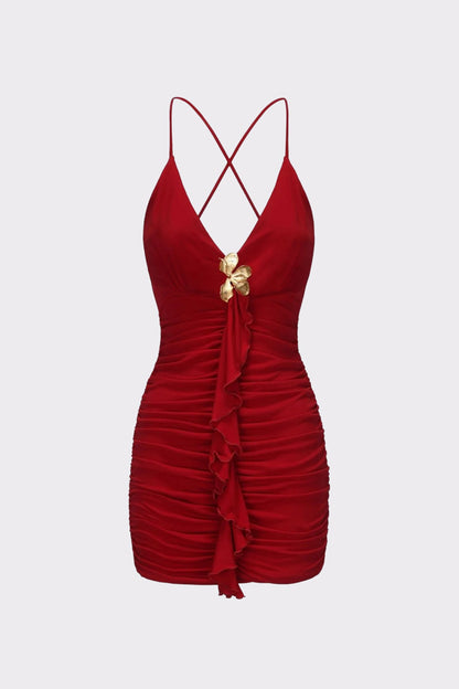 Nana Jacqueline Violet Dress: Red Mini Dress for Date Night Red