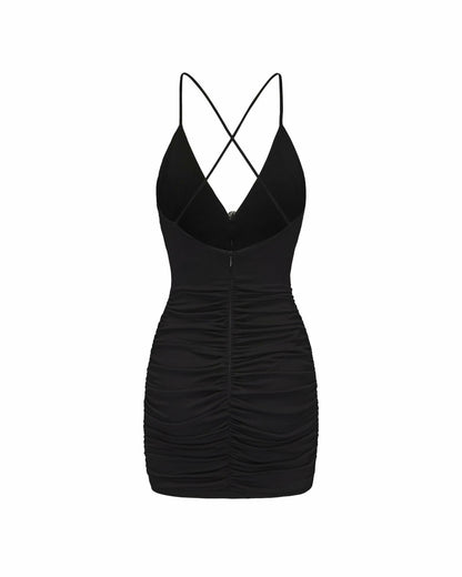 Nana Jacqueline Violet Dress: Black Mini Dress for Cocktail Party Black