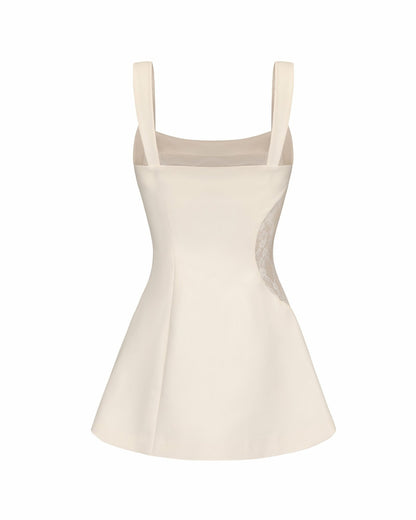 Nana Jacqueline Selena Dress: Beige Mini Dress for Bridal Shower Beige
