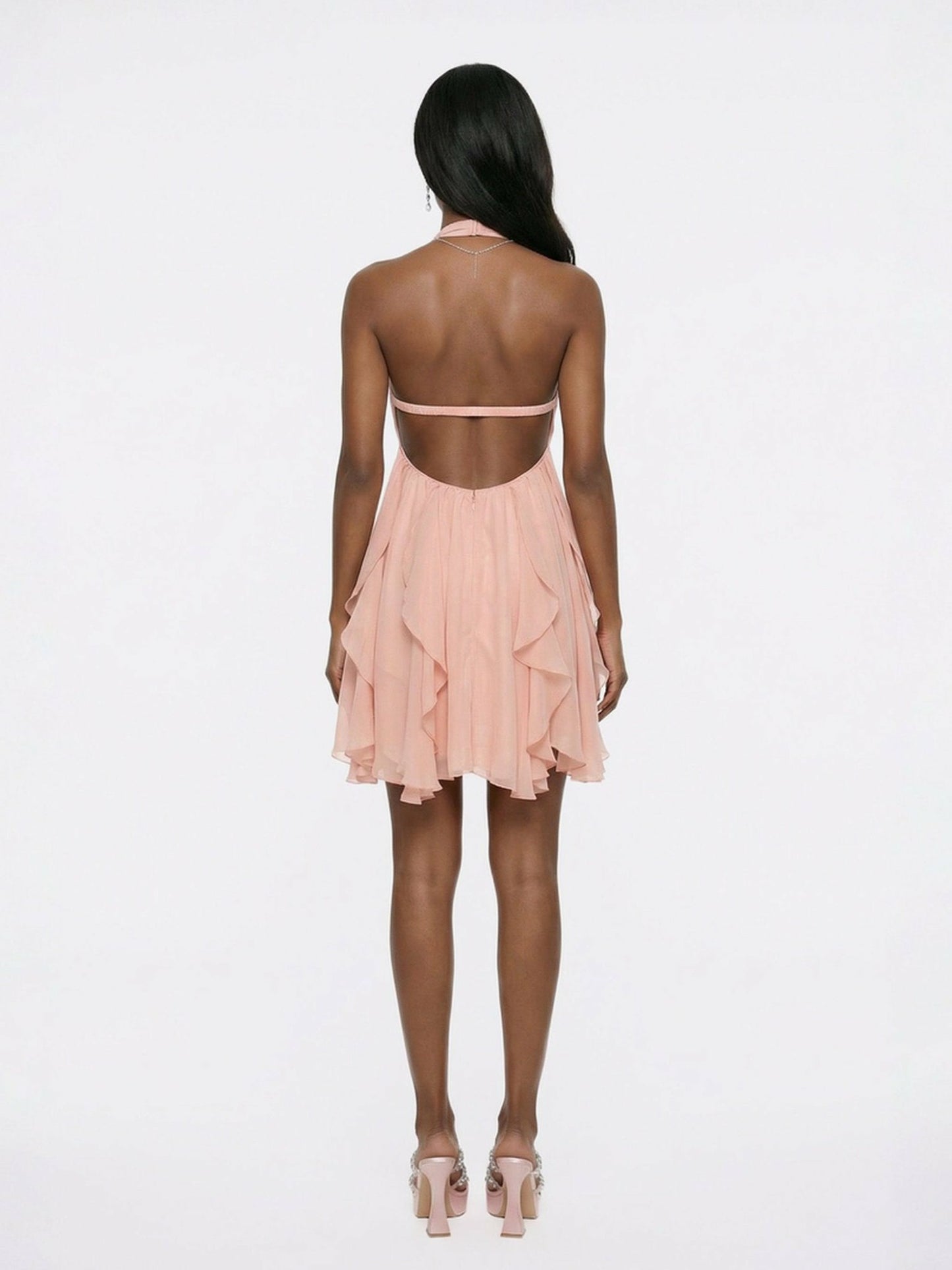 Nana Jacqueline Arabella Dress: Peach Mini Dress for Garden Party Peach