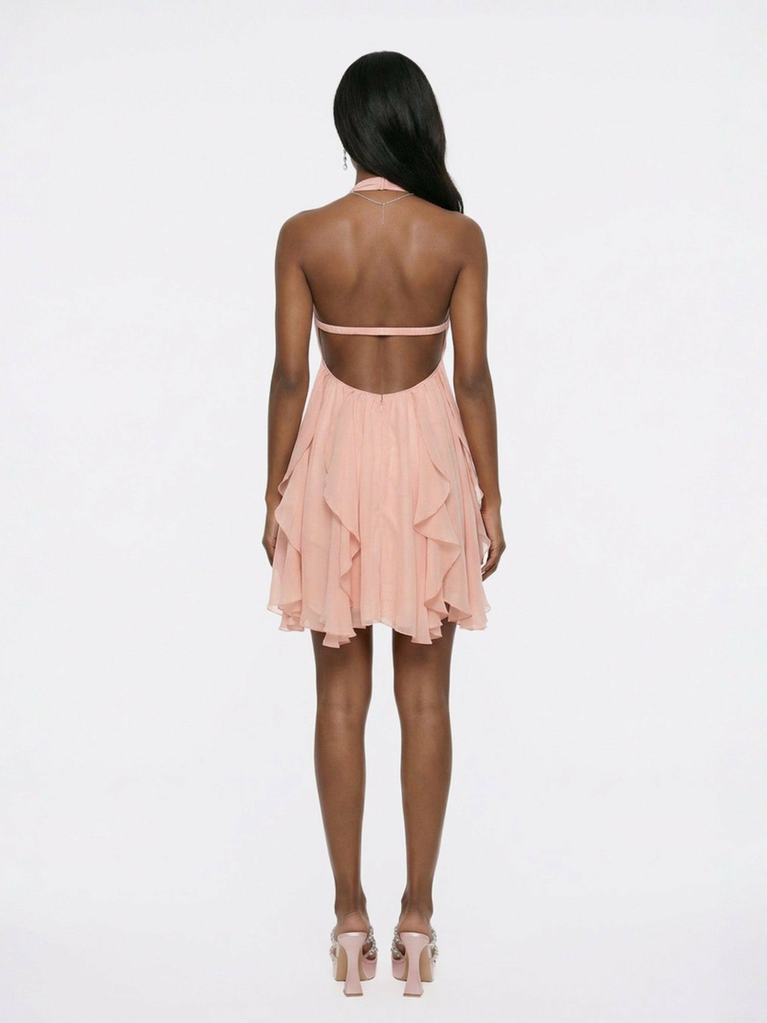 Nana Jacqueline Arabella Dress: Peach Mini Dress for Garden Party Peach