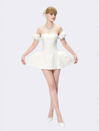 Nana Jacqueline Flora Dress: White Mini Dress for Bridal Shower White