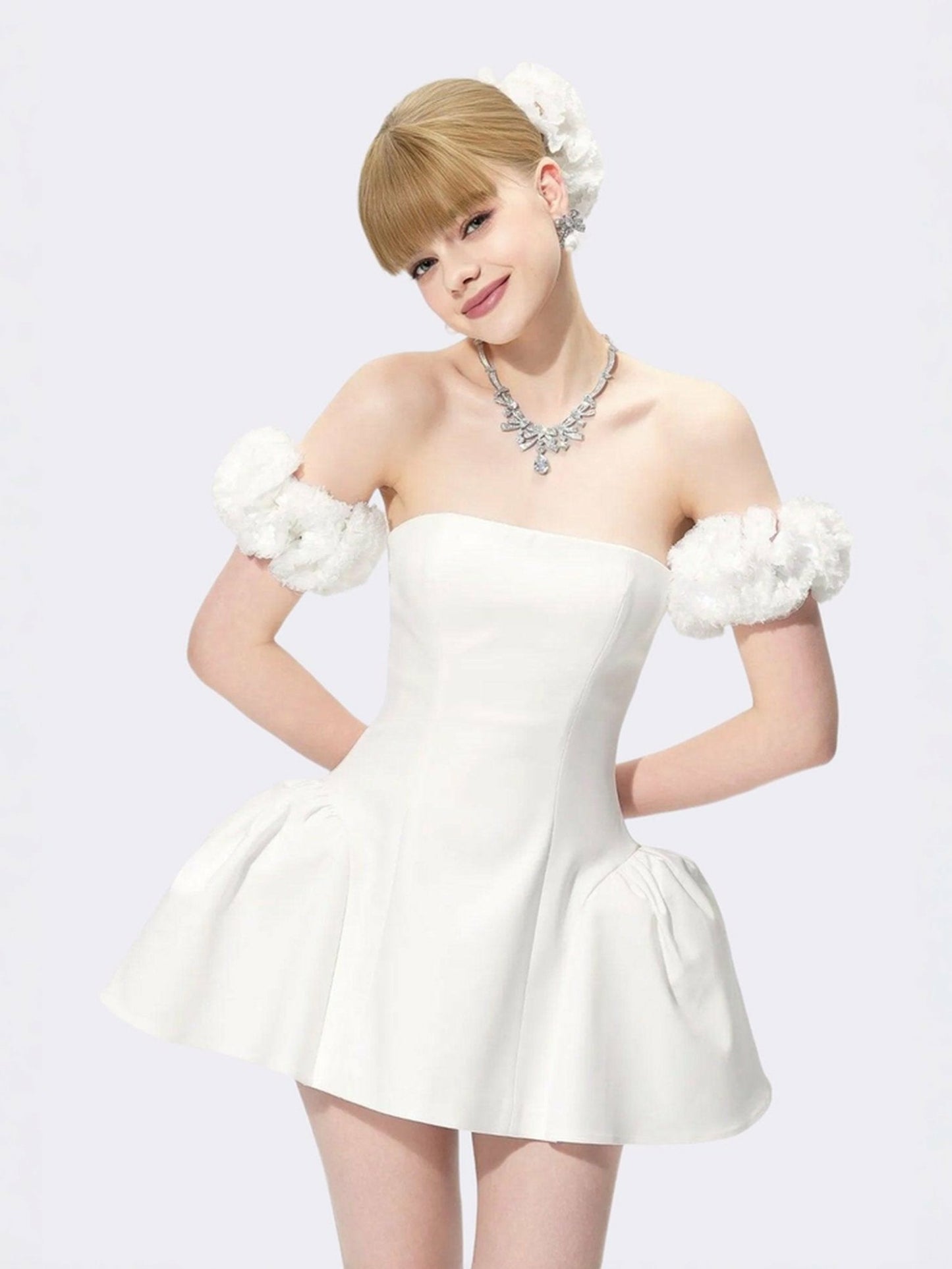 Nana Jacqueline Flora Dress: White Mini Dress for Bridal Shower White