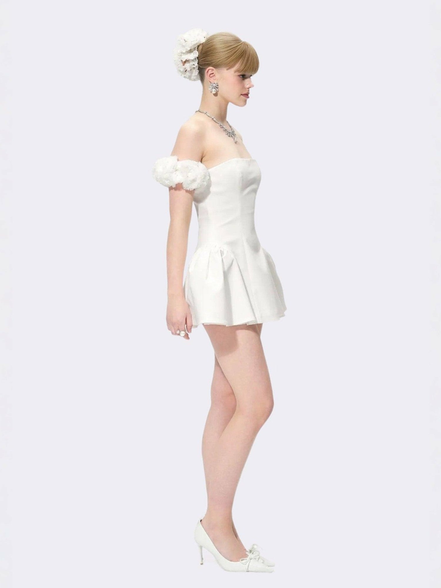 Nana Jacqueline Flora Dress: White Mini Dress for Bridal Shower White