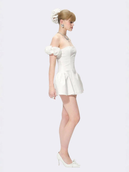 Nana Jacqueline Flora Dress: White Mini Dress for Bridal Shower White