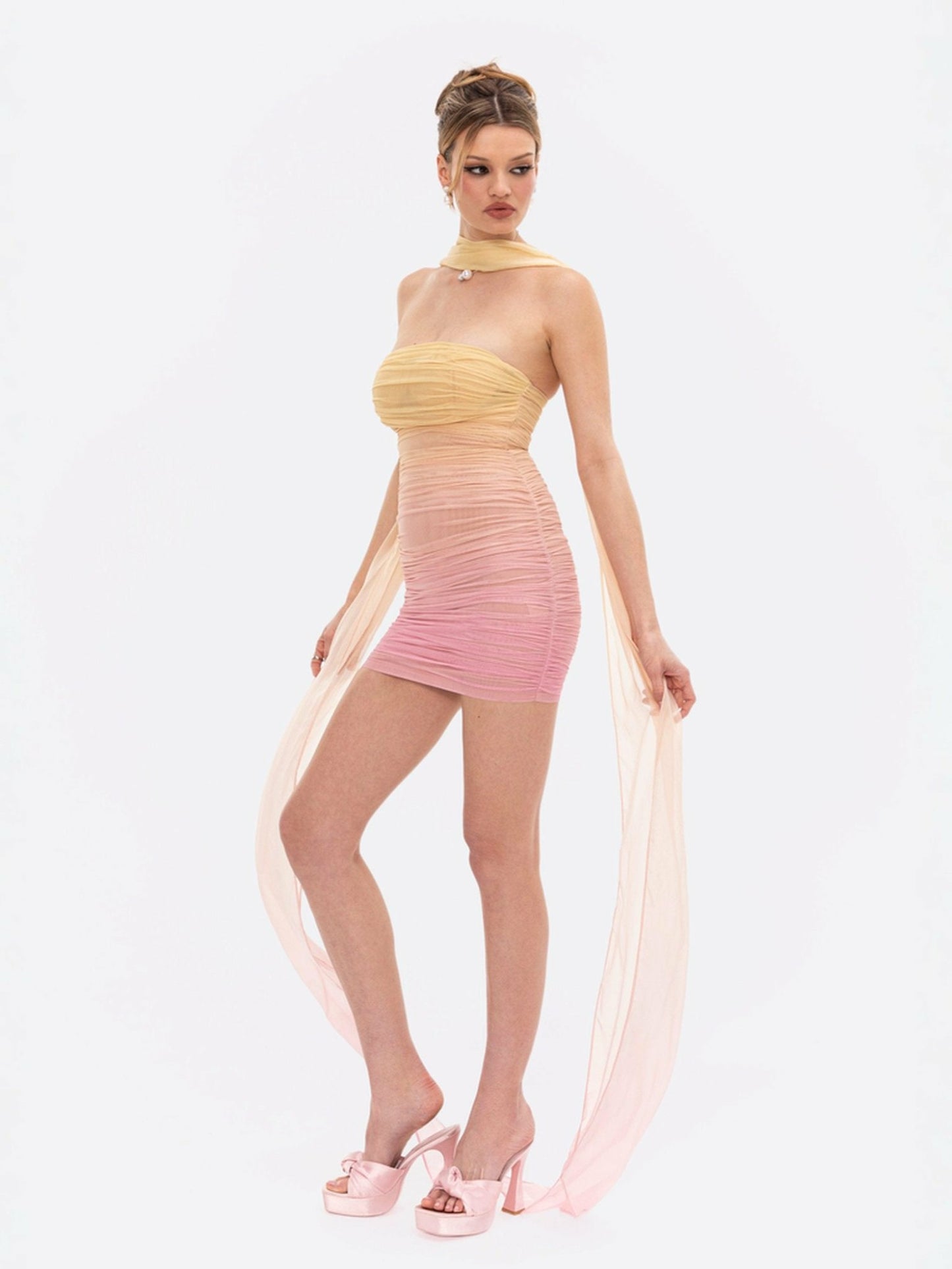 Nana Jacqueline Ophelia Dress: Yellow Mini Dress for Birthday Celebration Yellow
