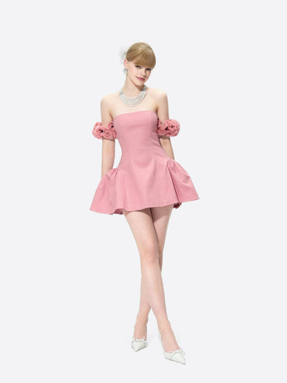 Nana Jacqueline Flora Dress: Pink Mini Dress for Birthday Celebration Pink