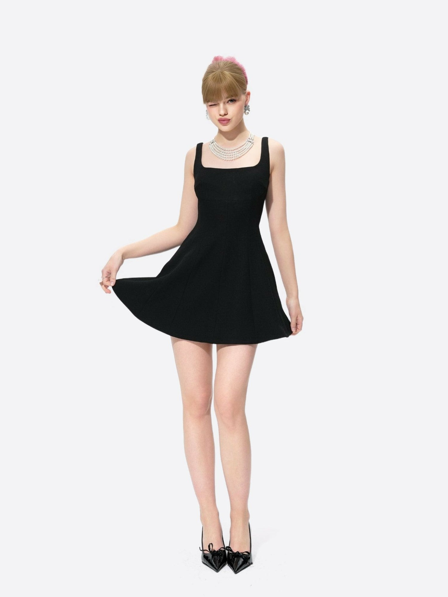 Nana Jacqueline Marianne Dress: Black Mini Dress for Date Night Black