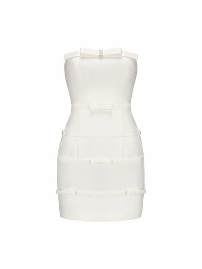Nana Jacqueline Lucie Bow Dress: White Mini Dress for Bridal Shower White