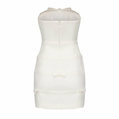 Nana Jacqueline Lucie Bow Dress: White Mini Dress for Bridal Shower White