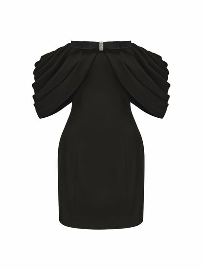 Nana Jacqueline Kate Bow Dress: Black Mini Dress for Cocktail Party Black