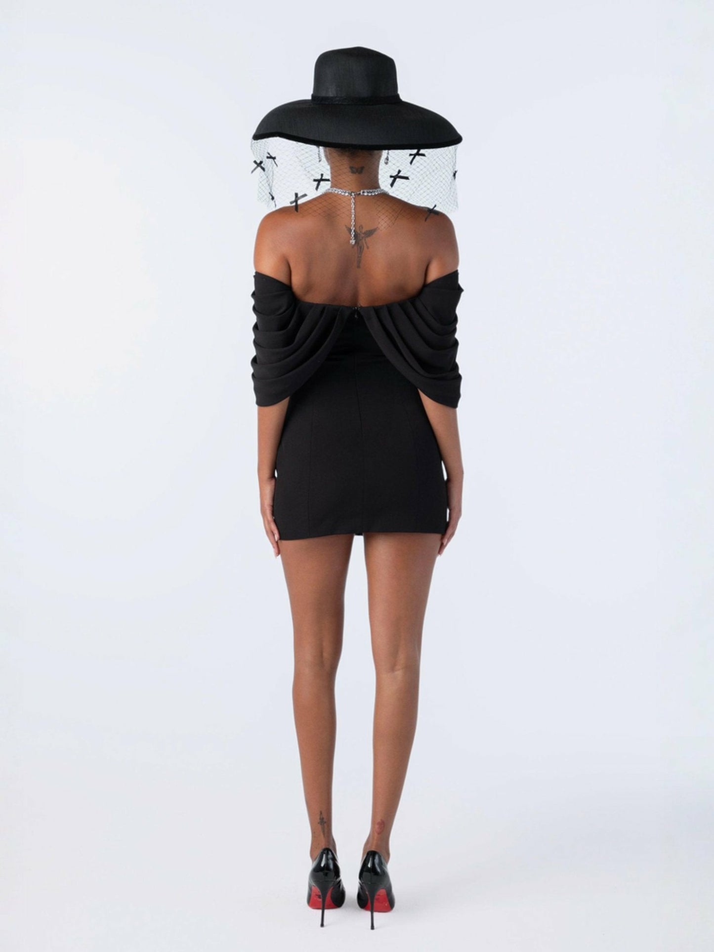 Nana Jacqueline Kate Bow Dress: Black Mini Dress for Cocktail Party Black